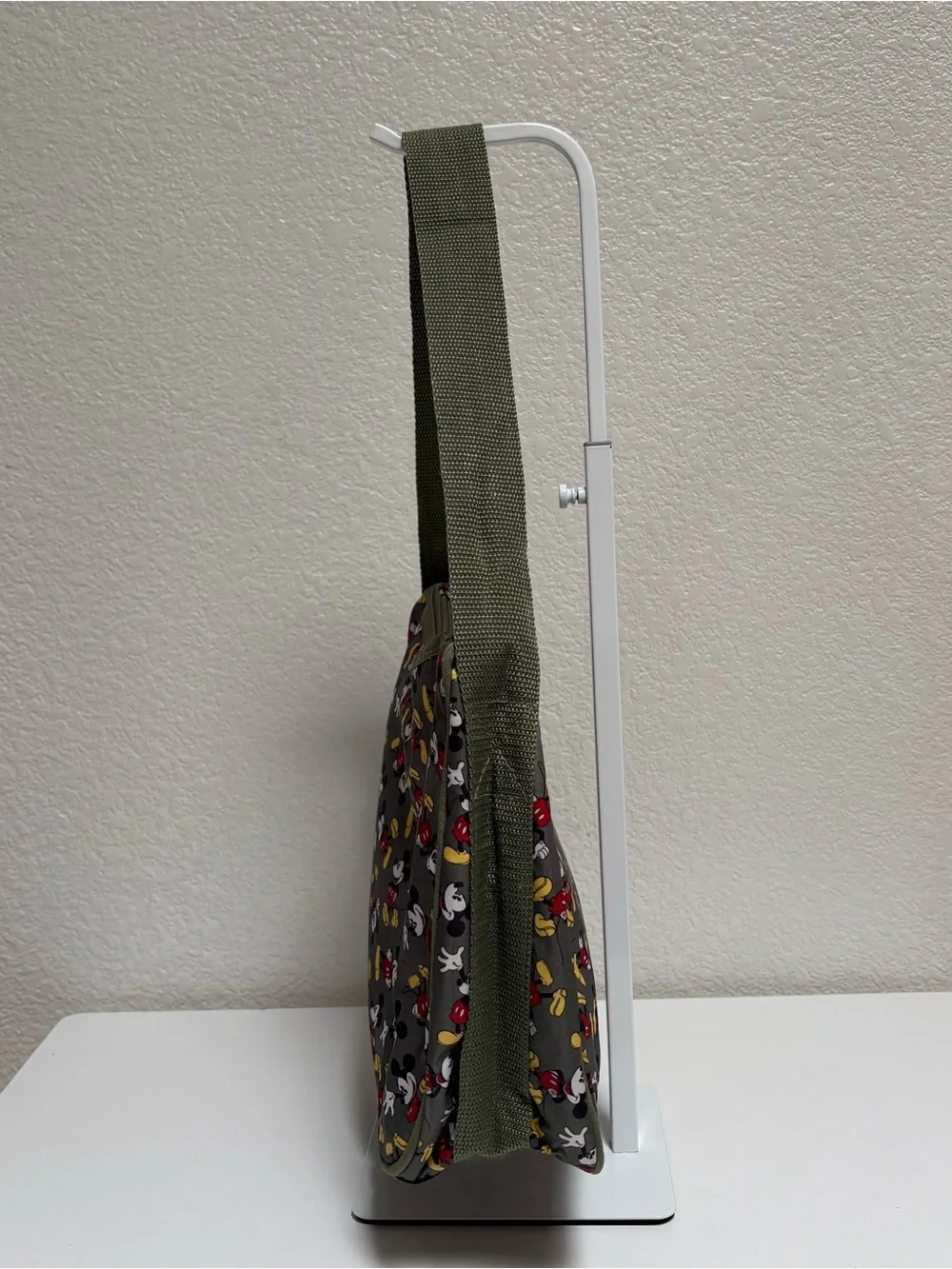 Olive Green Crossbody Bag with Character Print